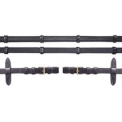 Schockemöhle Rênes Caoutchouc/Cuir avec Boucles Noir/Or Schockemöhle Rênes Caoutchouc/Cuir avec Boucles Noir/Or