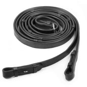 Schockemöhle Rênes Lisse Cuir avec Arrêts Noir/Argent Schockemöhle Rênes Lisse Cuir avec Arrêts Noir/Argent