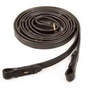 Schockemöhle Rênes Lisse Cuir avec Arrêts Marron foncé/Or Schockemöhle Rênes Lisse Cuir avec Arrêts Marron foncé/Or