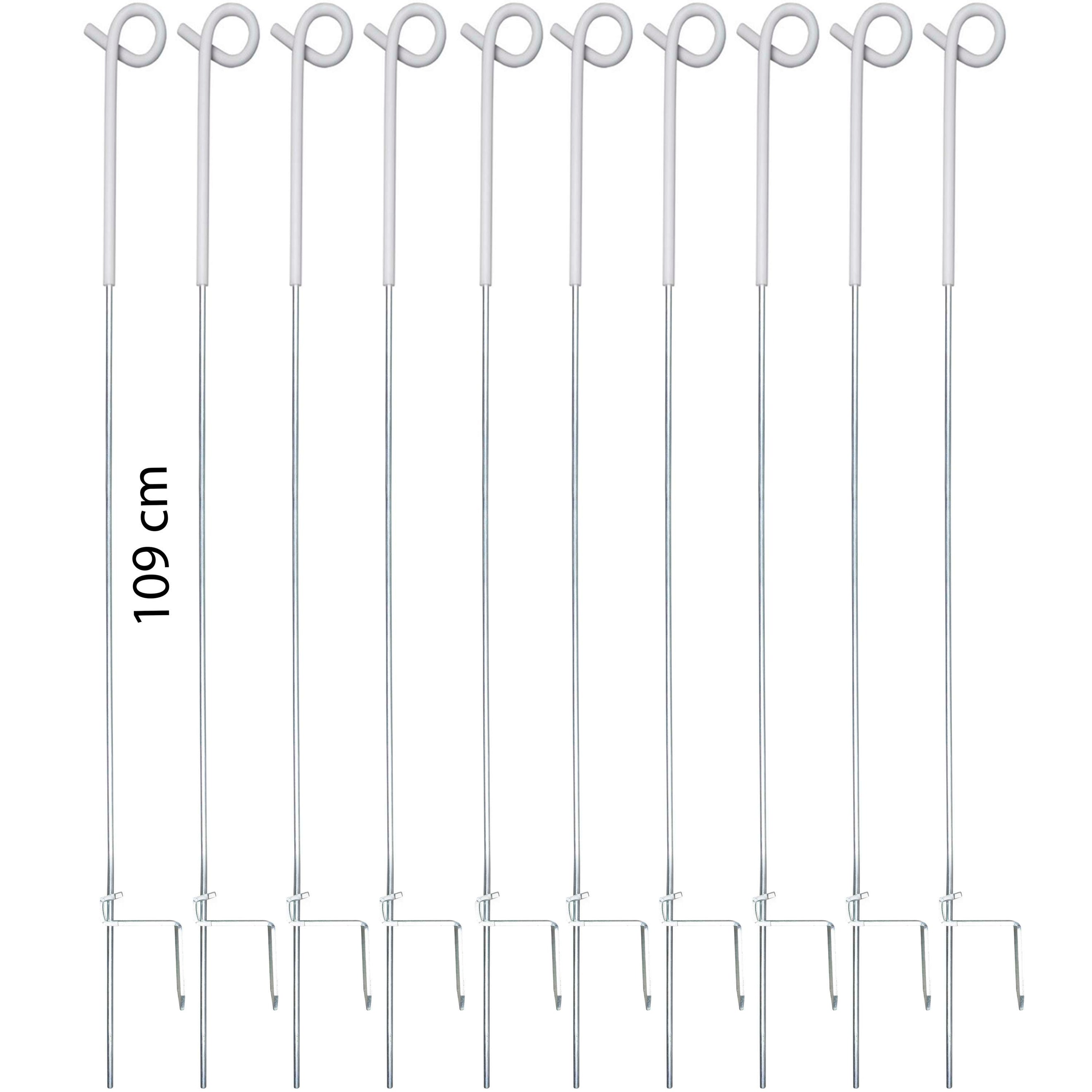 Agradi Power Piquet de Clôture Acier de Ressort avec Boucle 10 Pièces Métal 109cm Blanc Agradi Power Piquet de Clôture Acier de Ressort avec Boucle 10 Pièces Métal 109cm Blanc