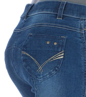 EQUITHÈME Pantalon d'Équitation Texas Denim bleu/Beige EQUITHÈME Pantalon d'Équitation Texas Denim bleu/Beige