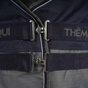 EQUITHÈME Turnout Rug Tyrec avec Rabat Ventral 600D 300g Marine/Gris Dots EQUITHÈME Turnout Rug Tyrec avec Rabat Ventral 600D 300g Marine/Gris Dots