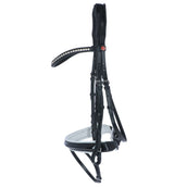 Kieffer Bridon Comfort Paris Anglais Muserolle avec Noseband, Noir Technique, Vernis, 35mm Noir/Blanc Kieffer Bridon Comfort Paris Anglais Muserolle avec Noseband, Noir Technique, Vernis, 35mm Noir/Blanc