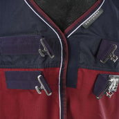 EQUITHÈME Couverture d'Extérieur Tyrex 1200D 350g avec Couvre-cou Marine/Bordeaux EQUITHÈME Couverture d'Extérieur Tyrex 1200D 350g avec Couvre-cou Marine/Bordeaux