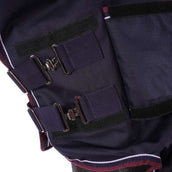 EQUITHÈME Couverture d'Extérieur Tyrex 1200D 350g avec Couvre-cou Marine/Bordeaux EQUITHÈME Couverture d'Extérieur Tyrex 1200D 350g avec Couvre-cou Marine/Bordeaux