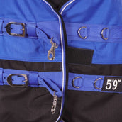 EQUITHÈME Couverture d'Extérieur Tyrex 1200D Aisance 300g avec Demi Cou Bleu/Noir EQUITHÈME Couverture d'Extérieur Tyrex 1200D Aisance 300g avec Demi Cou Bleu/Noir