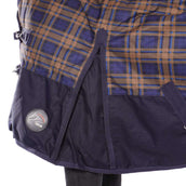 HKM Couverture à Col Haut Providence Karo 1200D 300g Remplissage en Coton Carreaux Marine/Marron HKM Couverture à Col Haut Providence Karo 1200D 300g Remplissage en Coton Carreaux Marine/Marron