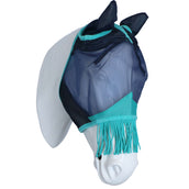 WeatherBeeta Masque Anti-Mouches ComFiTec Deluxe Fine Mesh avec Oreilles et Franges Navy/Turquoise WeatherBeeta Masque Anti-Mouches ComFiTec Deluxe Fine Mesh avec Oreilles et Franges Navy/Turquoise