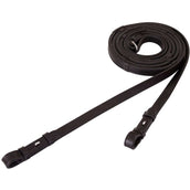 BR Rênes de Dressage Cuir/Caoutchouc Arrêts 16mm Noir BR Rênes de Dressage Cuir/Caoutchouc Arrêts 16mm Noir