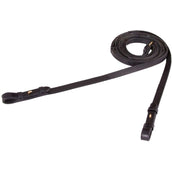 BR Rênes de Dressage Cuir/Caoutchouc Arrêts 16mm Noir/Or BR Rênes de Dressage Cuir/Caoutchouc Arrêts 16mm Noir/Or