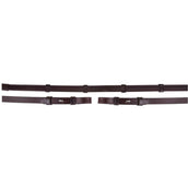 BR Rênes de Dressage Cuir/Caoutchouc Arrêts 16mm Marron BR Rênes de Dressage Cuir/Caoutchouc Arrêts 16mm Marron