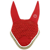 EQUITHÈME Bonnet Anti-Mouches Polyfun Rouge/Taupe EQUITHÈME Bonnet Anti-Mouches Polyfun Rouge/Taupe