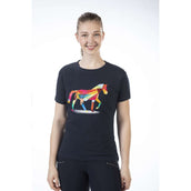 HKM T-Shirt Colourful Horse Bleu Foncé HKM T-Shirt Colourful Horse Bleu Foncé