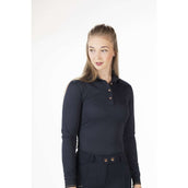 HKM Polo Glamour Longsleeve Bleu Foncé/Or Rose HKM Polo Glamour Longsleeve Bleu Foncé/Or Rose