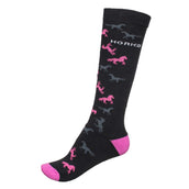 HORKA Chaussettes d'Équitation Chevaux Noir/Rose HORKA Chaussettes d'Équitation Chevaux Noir/Rose