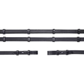 Schockemöhle Rênes Caoutchouc avec Arrêts Noir/Argent Schockemöhle Rênes Caoutchouc avec Arrêts Noir/Argent