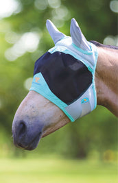 Shires Masque Anti-Mouches Air Motion avec Oreilles Aqua Shires Masque Anti-Mouches Air Motion avec Oreilles Aqua