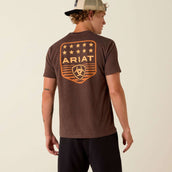 Ariat T-Shirt Strip Patriotic Badge Tee Hommes Brown Heather Ariat T-Shirt Strip Patriotic Badge Tee Hommes Brown Heather