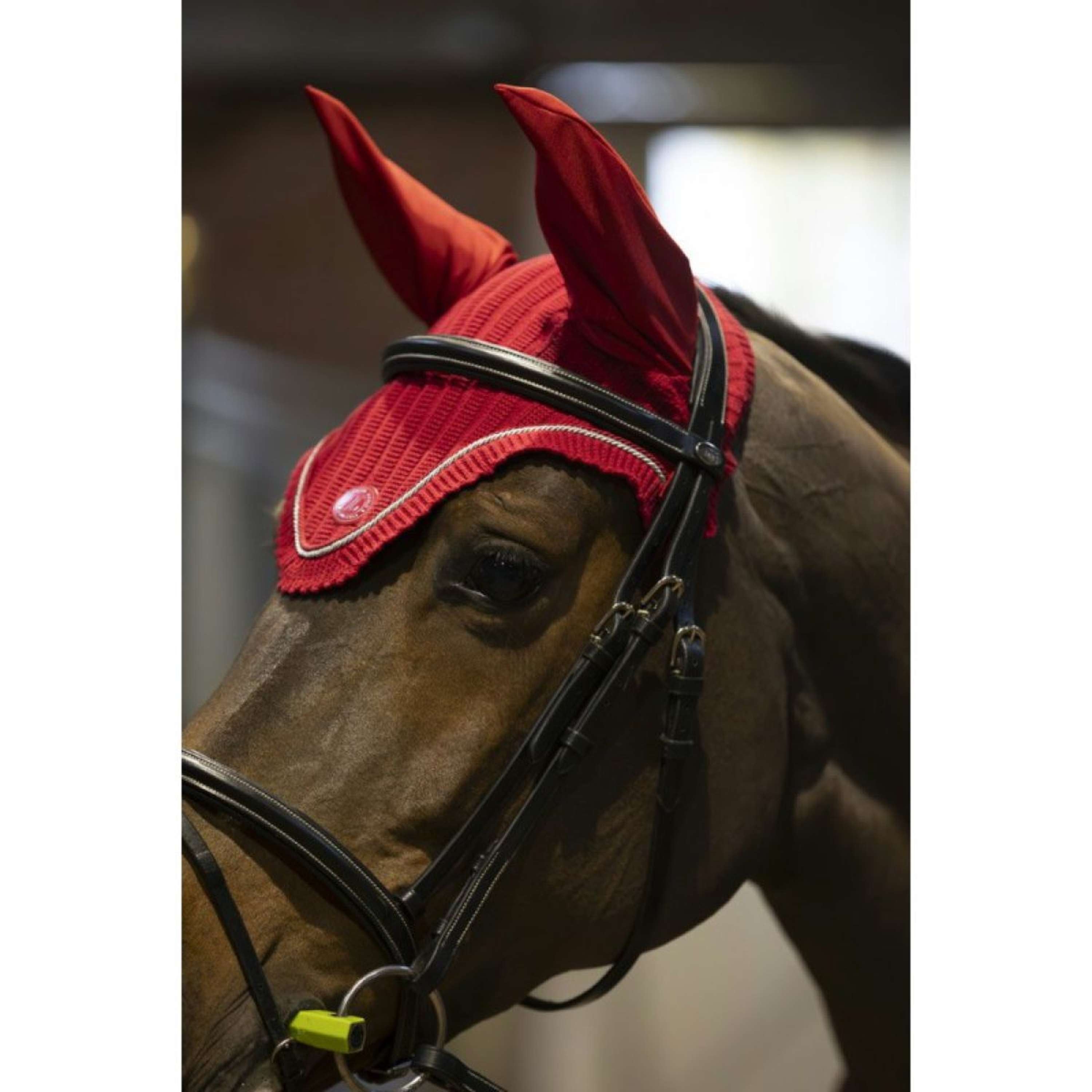 Eskadron Bonnet anti-mouches PEARLS soft rouge, Poney Eskadron Bonnet anti-mouches PEARLS soft rouge, Poney