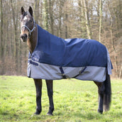 EQUITHÈME Turnout Rug Tyrex High Neck 600D 300g Marine/Gris Dots EQUITHÈME Turnout Rug Tyrex High Neck 600D 300g Marine/Gris Dots