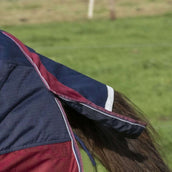 EQUITHÈME Couverture d'Extérieur Tyrex 1200D 50g avec Demi Cou Marine/Bordeaux EQUITHÈME Couverture d'Extérieur Tyrex 1200D 50g avec Demi Cou Marine/Bordeaux