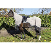 HKM Couverture de Marcheur Anti-Mouches Fringes Couvre-cou Amovible Argent/Gris HKM Couverture de Marcheur Anti-Mouches Fringes Couvre-cou Amovible Argent/Gris