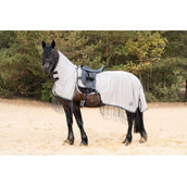 HKM Couverture de Marcheur Anti-Mouches Fringes Couvre-cou Amovible Argent/Gris HKM Couverture de Marcheur Anti-Mouches Fringes Couvre-cou Amovible Argent/Gris