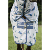 Amigo Couverture Anti-Mouches Plus Pony Dragonfly Print/Silver/Blue/Sage Amigo Couverture Anti-Mouches Plus Pony Dragonfly Print/Silver/Blue/Sage