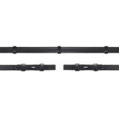 Schockemöhle Rênes Lisse Cuir avec Arrêts Noir/Argent Schockemöhle Rênes Lisse Cuir avec Arrêts Noir/Argent