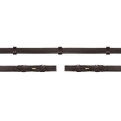 Schockemöhle Rênes Lisse Cuir avec Arrêts Marron foncé/Or Schockemöhle Rênes Lisse Cuir avec Arrêts Marron foncé/Or