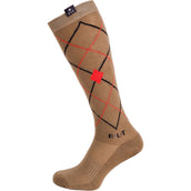 ELT Chaussettes d'Équitation Argyle Cappuccino/Rouge ELT Chaussettes d'Équitation Argyle Cappuccino/Rouge