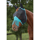 WeatherBeeta Masque Anti-Mouches ComFiTec Deluxe Fine Mesh avec Oreilles et Franges Noir/Turquoise WeatherBeeta Masque Anti-Mouches ComFiTec Deluxe Fine Mesh avec Oreilles et Franges Noir/Turquoise
