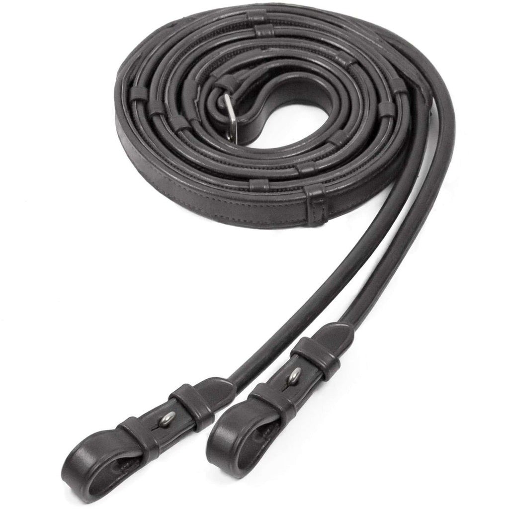 Schockemöhle Rênes de Filet Cuir/Caoutchouc Noir/Argent