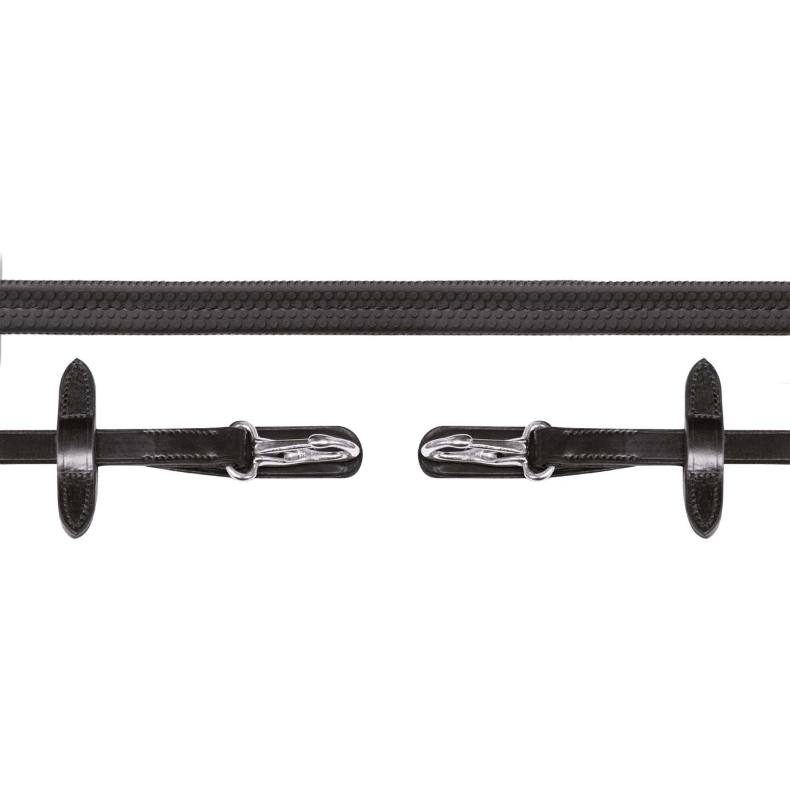 Schockemöhle Rênes Neo Line Caoutchouc Clip Noir/Argent Schockemöhle Rênes Neo Line Caoutchouc Clip Noir/Argent