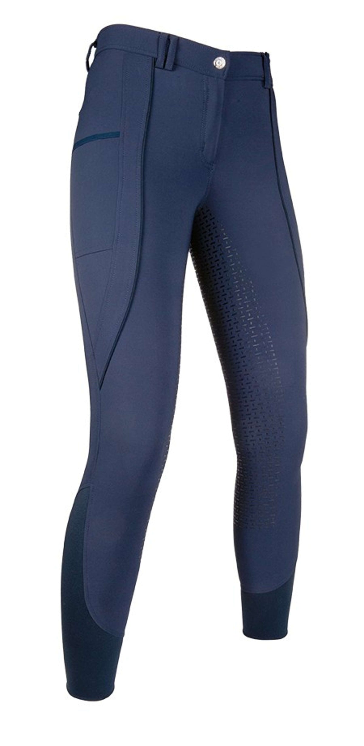 HKM Breeches Future FLO Sidepocket Silicon Seat Bleu Foncé