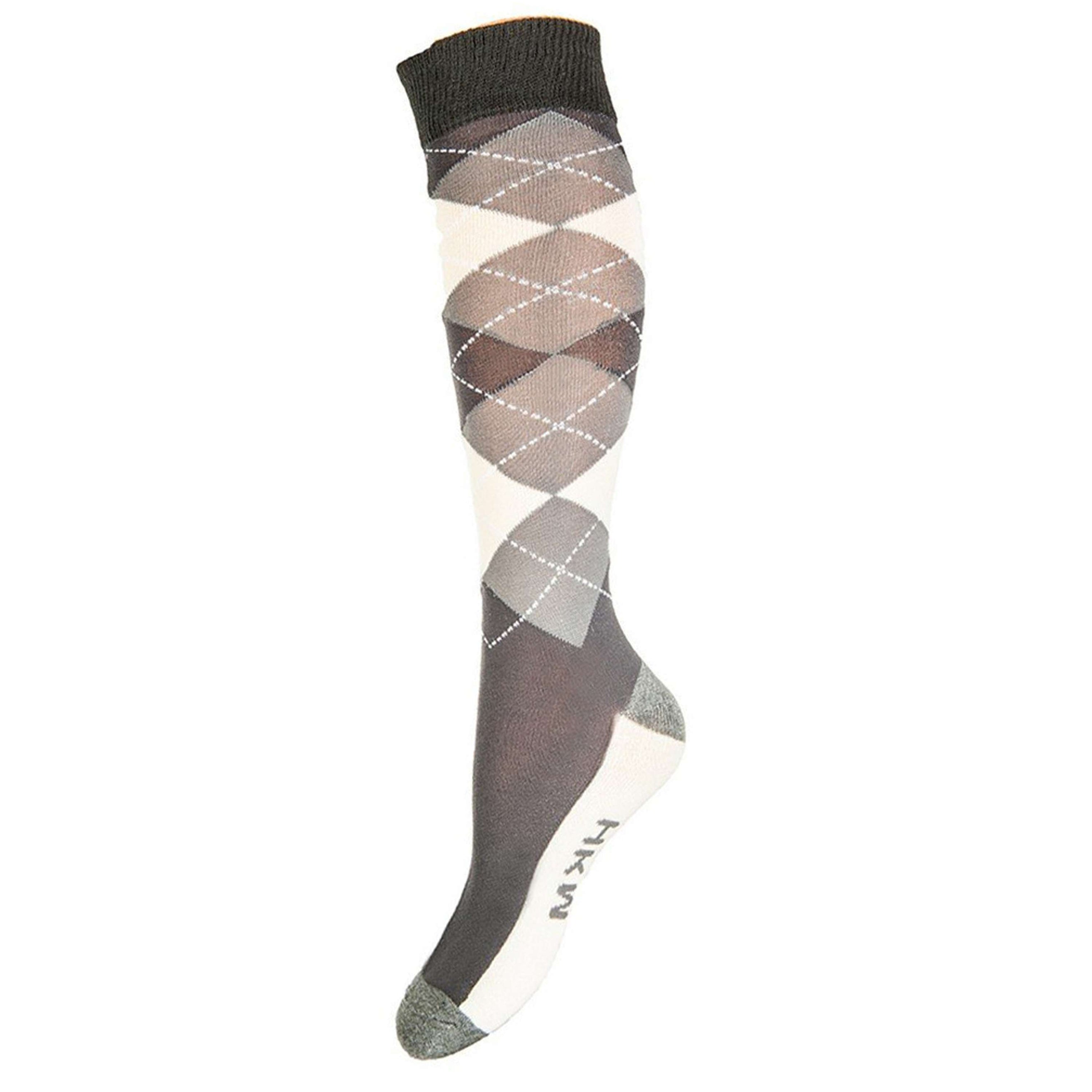 HKM Chaussettes d'Équitation Check Classico Gris/Vanille