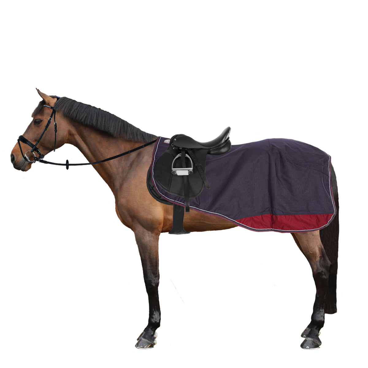 EQUITHÈME Couvre-reins Tyrex 1200D Polar Fleece Marine/Bordeaux