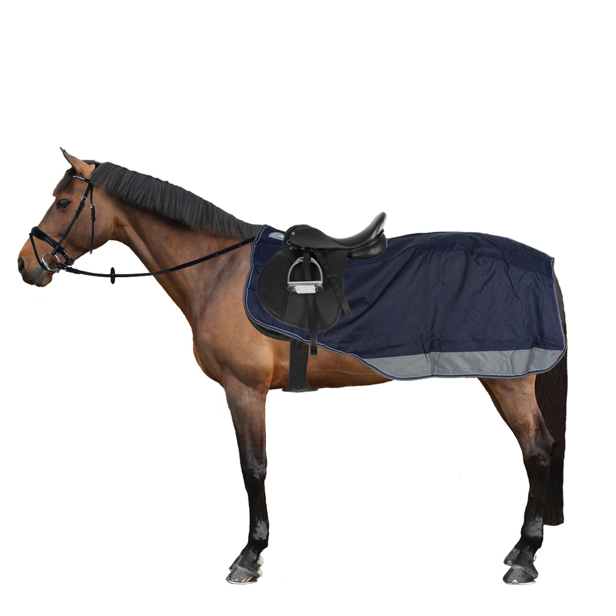 EQUITHÈME Couvre-reins Tyrex Polar Fleece 600D Marine/Gris Dots