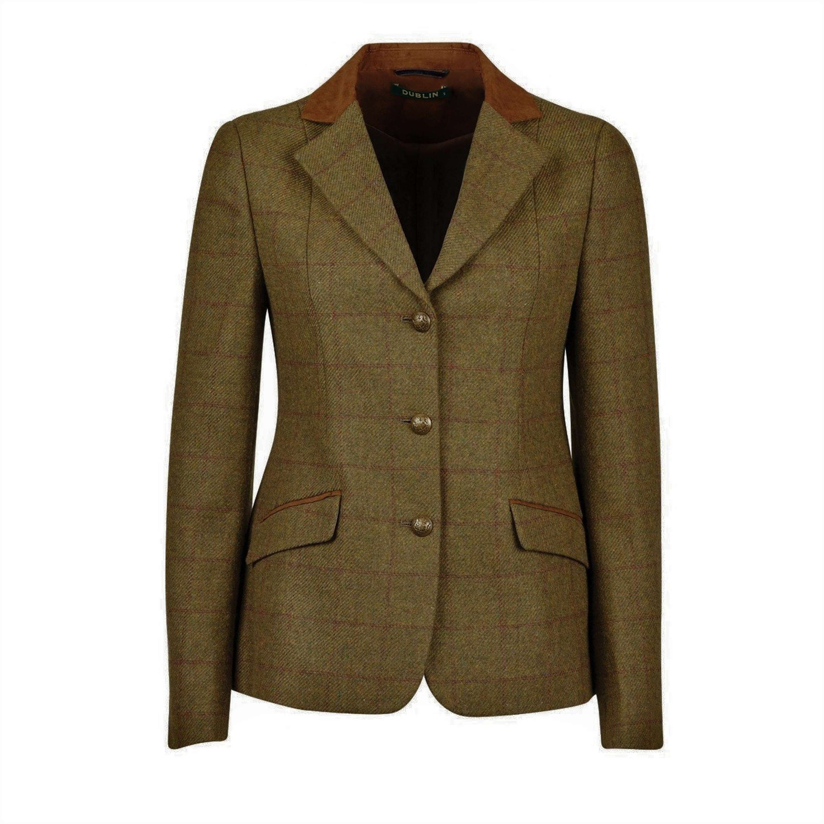 Dublin Petite Veste de Concours Albany Tweed Suede Collar Tailored Marron Vert Dublin Petite Veste de Concours Albany Tweed Suede Collar Tailored Marron Vert