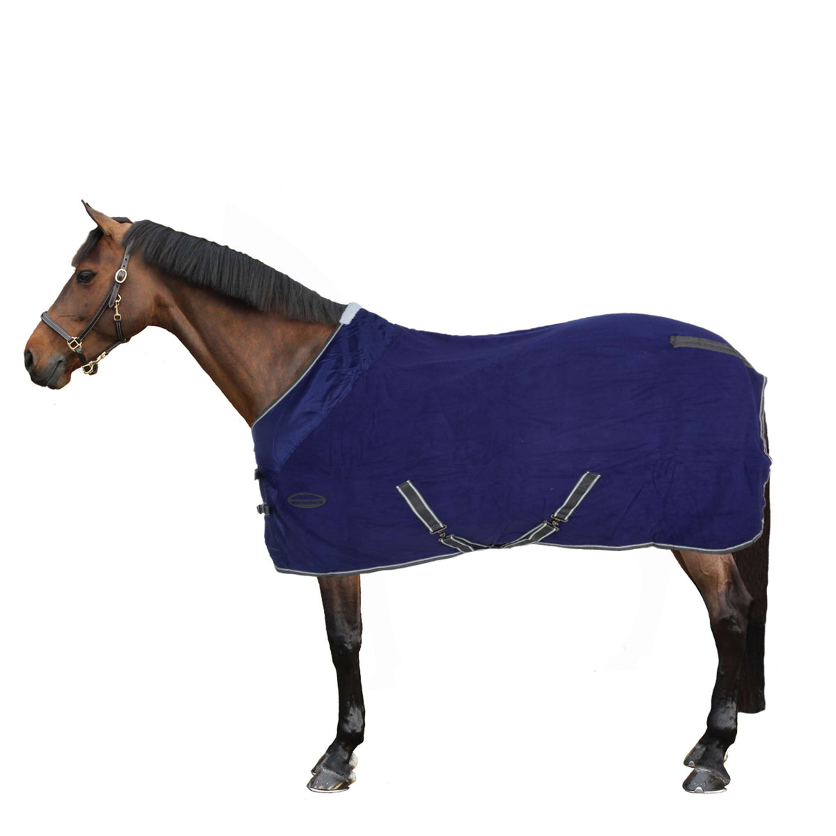 Weatherbeeta Couvertures Anti-Transpiration Fleece Cooler Standard Neck Bleu Foncé/Gris/Blanc