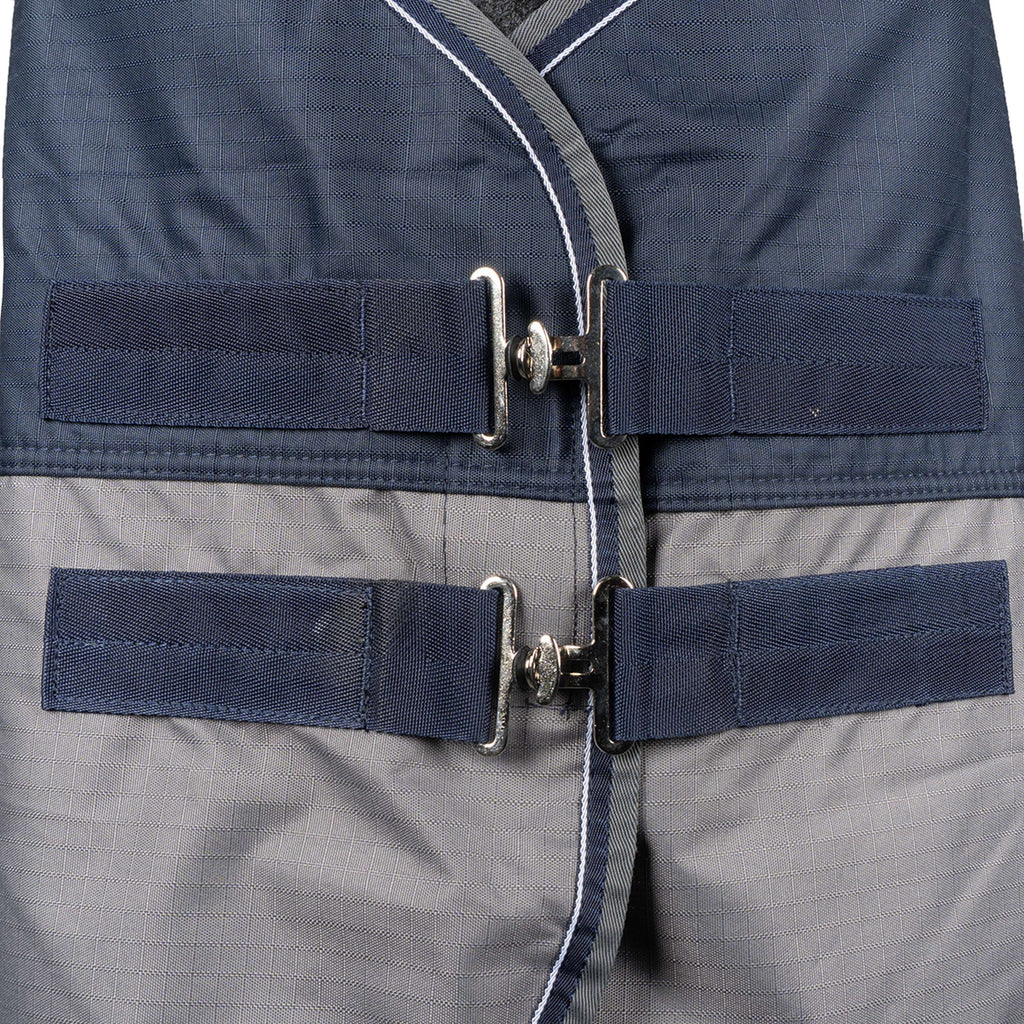 EQUITHÈME Couverture d'Extérieur Tyrex 600 D Fleece 0g Polaire Bleu Marine/Gris