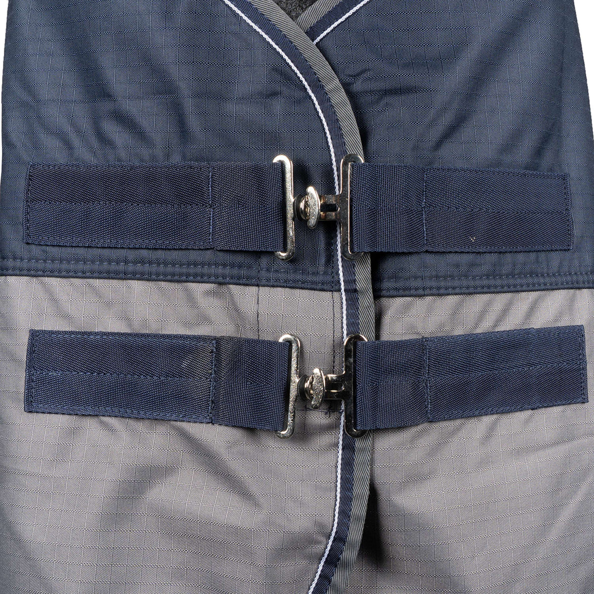 EQUITHÈME Couverture d'Extérieur Tyrex 600 D Fleece 0g Polaire Bleu Marine/Gris