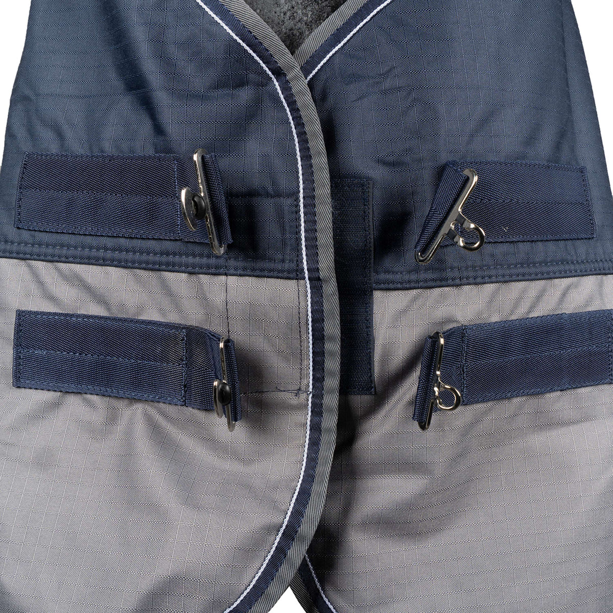 EQUITHÈME Couverture d'Extérieur Tyrex 600 D Fleece 0g Polaire Bleu Marine/Gris