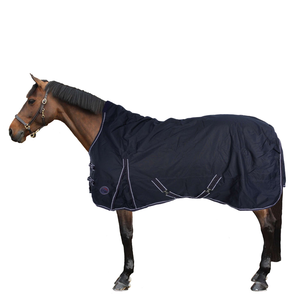 HKM Couverture d'Hiver Starter 600D Highneck avec Polarfleece 0g Bleu Foncé