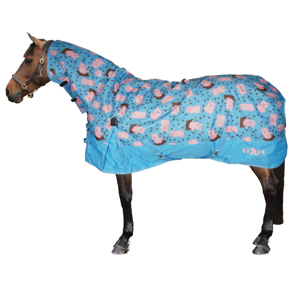 Saxon Couverture d'Hiver Combo Neck Medium 600D Poney Pig Print