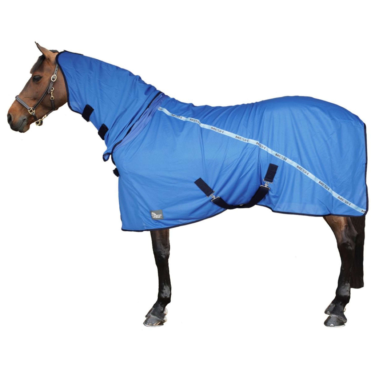 Harry's Horse Couverture Anti-Mouches Mesh Pro Neck Bleu