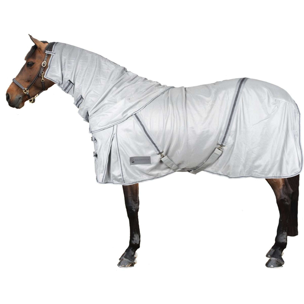 Waldhausen Couverture Anti-Mouches Protect avec Cou Indépendant Gris argenté/Gris