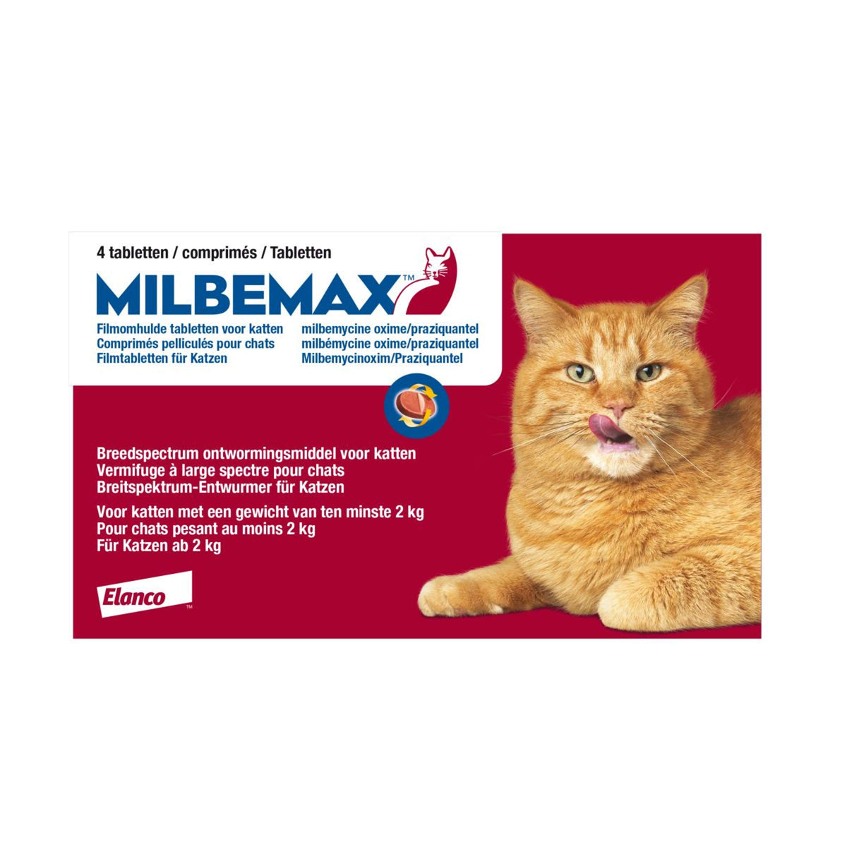 Milbemax Comprimé Vermifuge Appétant pour Chat 2-12kg 4tabl