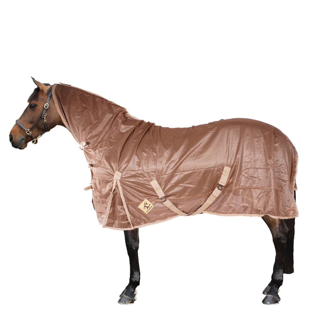 Premiere Couverture Anti-Mouches Polyester Maille avec Cou Taupe