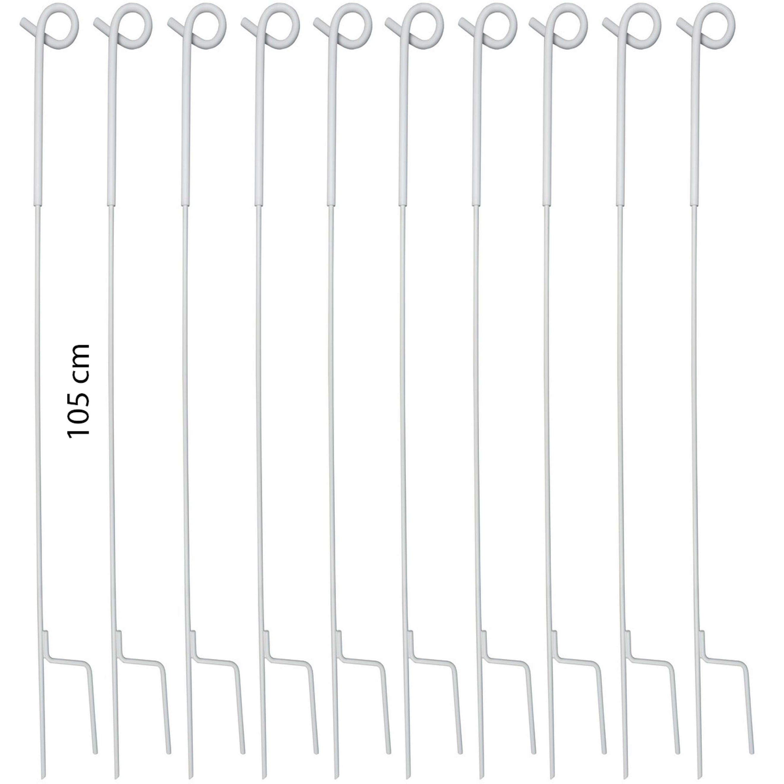 Agradi Power Piquet de Clôture Acier de Ressort avec Boucle 10 Pièces Blanc